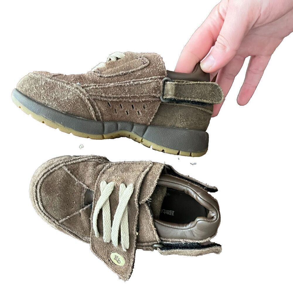 Hatchbacks Kids Boys Brown Shoes 8 Leather Suede Straps Orthopedic Corrective - Picture 1 of 7